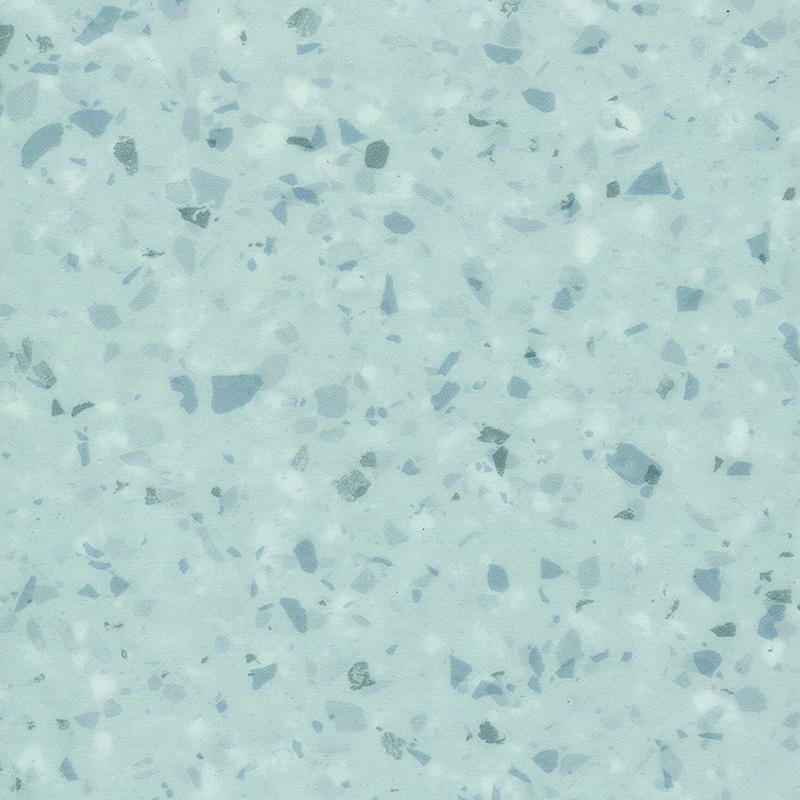 Flekkbestandig og lydabsorberende heterogent gulv